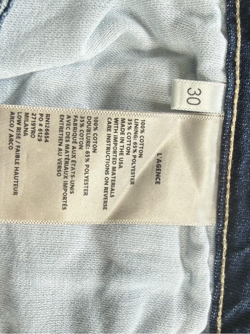 L’Agence Milana Low Rise Stovepipe Arco Blue Jeans Denim Fray NWT Size 30 $295 - Picture 6 of 6
